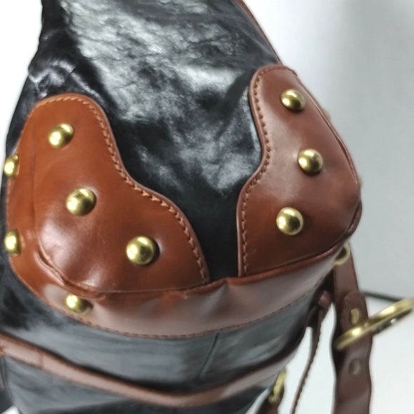 BCBG Large Satchel Shoulder Bag Crossbody Leather Black BCBGMaxAzria Barney's - Picture 6 of 13